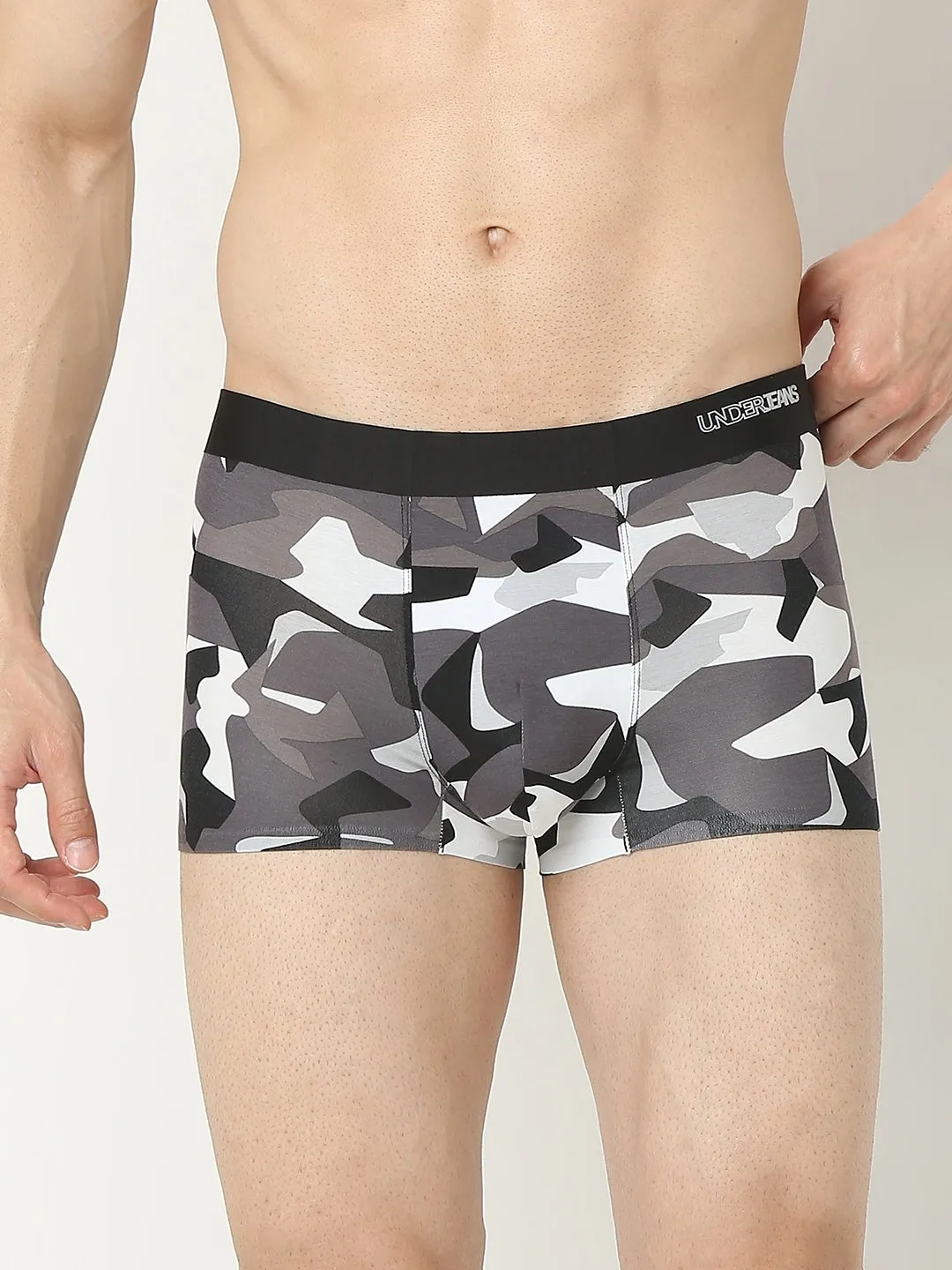 Underjeans By Spykar Men Super Premium Printed Bonded Elastic Anthra Trunk