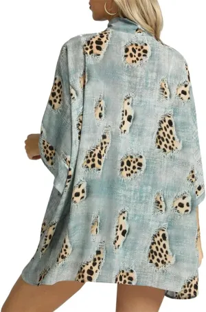 WEIYAN Women's Tops Loose Chiffon Kimono Cardigan Beach Swim Cover up Blouse