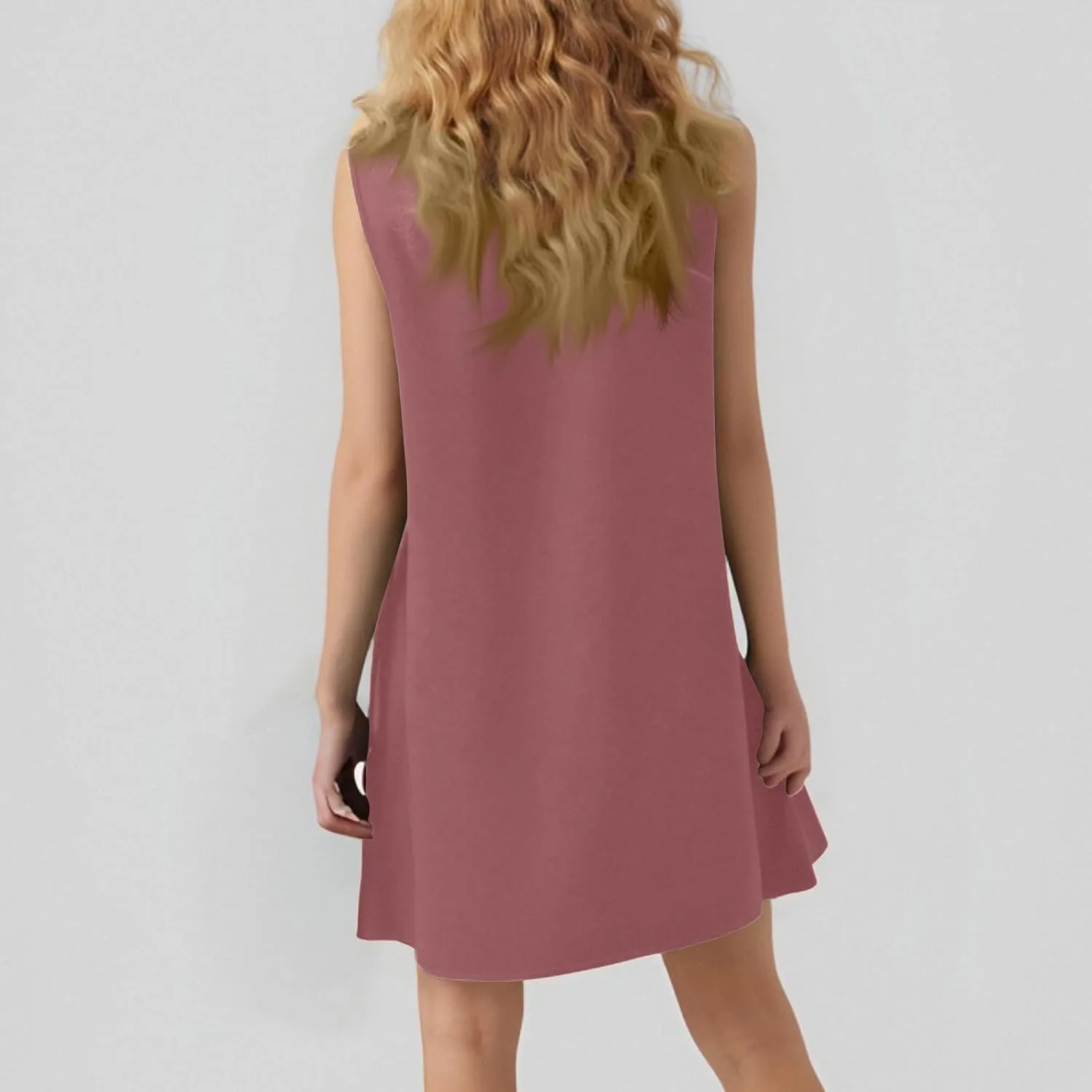 Women's Summer Dresses 2025 Round Neck Ruffle Sleeveless Tank Dress Casual A-Line Sundresses Beach Vacation Clothes