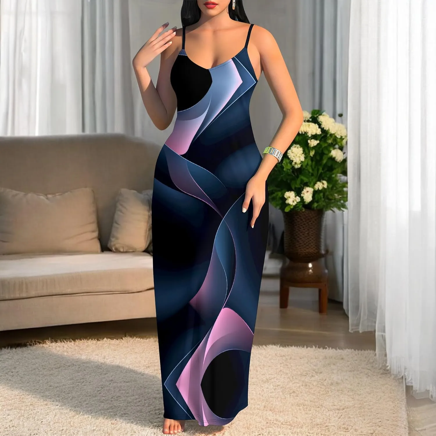 Women's Summer Maxi Dress Long Dress Casual Boho Slip Sexy Slim Sleeveless Spaghetti Strap Tiered Beach Sun Dresses
